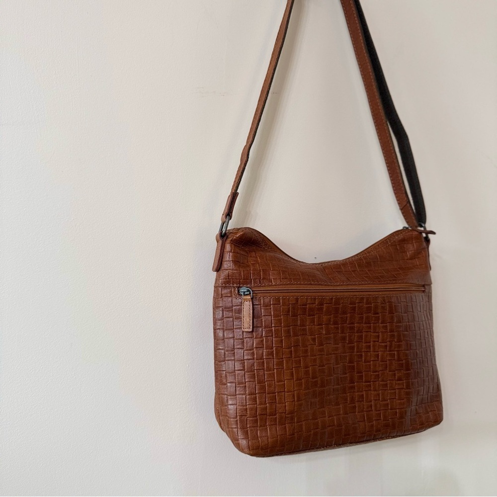 Jack Georges basketweave Leather Shoulder Bag